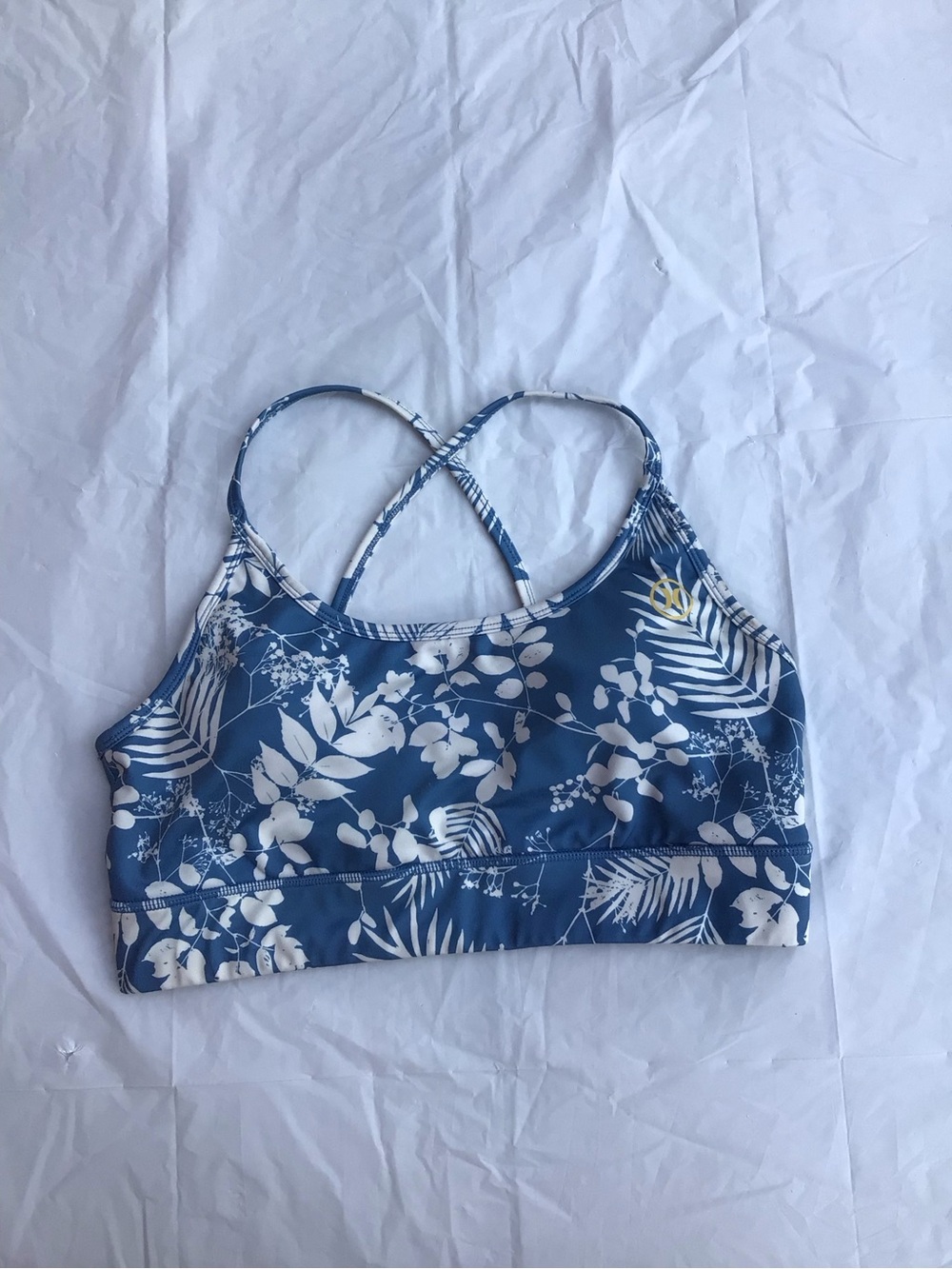 Hurley Blue and White Floral Summer Sports Bra